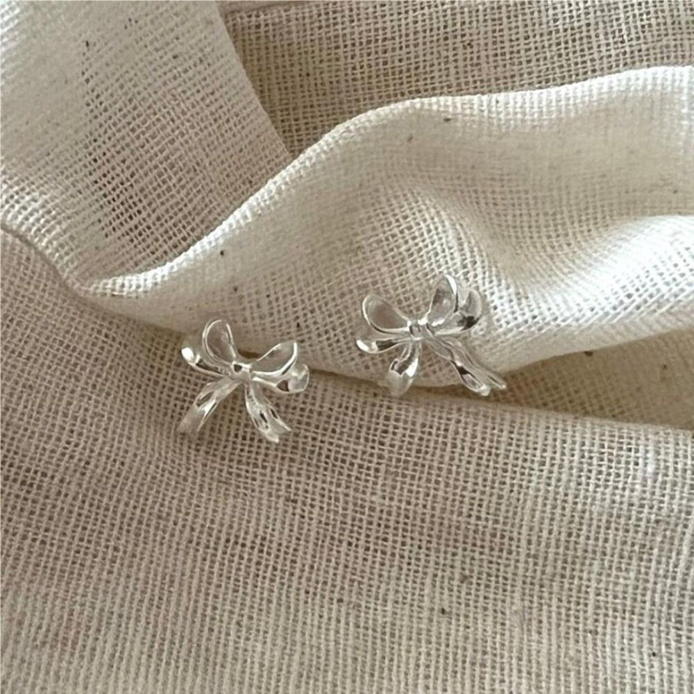 Gold over 925 Sterling Silver Bow Knot Stud Earrings Coquette jewelry